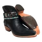 Bota De Cowgirl Orginal Goyazes Bico Fino Couro Mustang Legítimo Preto Adereço Removível - Ref.216801-CC