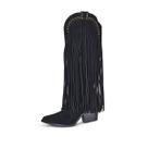 Bota De Franja Cano Alto Camurça Preto