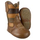 Bota De Menina Baby Caminhos da Roça Oficial Em Couro Marrom Com Zíper Bandeira EUA - Ref. KB-32-2