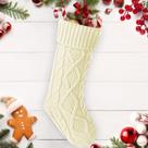 Bota de Natal Xihongshi Grande de Tricô Branca 46 cm
