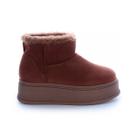 Bota de Pelos Forrada Plataforma Cano Baixo Caramelo