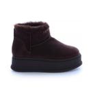 Bota de Pelos Forrada Plataforma Cano Baixo Marrom