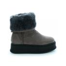 Bota de Pelos Forrada Salto Plataforma Cano Médio Cinza