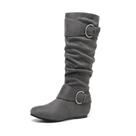 Bota DREAM PAIRS Cano Alto Anabela Baixa Cinza Camurça 5