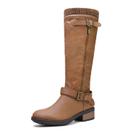Bota DREAM PAIRS Cano Alto com Panturrilha Larga Salto Baixo Camel