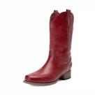Bota DREAM PAIRS Cowboy Vermelha Bordada com Bico Quadrado 7.5