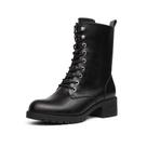 Bota DREAM PAIRS DMB214 Preta Coturno de Cano Médio com Cadarço
