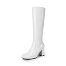 Bota DREAM PAIRS Gogo Cano Alto Bico Quadrado Branco Salto 7cm
