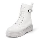 Bota DREAM PAIRS Plataforma Combat com Cadarço e Fivela Branca 9,5 Bota DREAM PAIRS Plataforma Combat com Cadarço e Fivela Branca 9,5