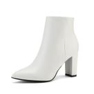 Bota DREAM PAIRS SIANNA-1 Branca com Salto Grosso e Cano Curto