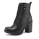 Bota DREAM PAIRS Silverado Preta Cano Curto com Amarração e Salto