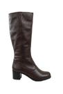 Bota em couro feminina cano longo salto médio 0280 - Bota em couro feminina cano longo salto médio 0280 -