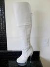 Bota Extra Longa Acima do Joelho Branco Salto 15 Cm