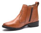 Bota Fem Couro Baixa Com Ziper 234-havana
