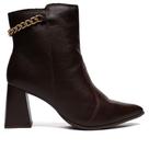 Bota Feminina Bebecê Couro Com Corrente Marrom