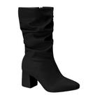 Bota Feminina Beira Rio Cano Medio Salto Grosso 9076102 Cor:Preto Camurçatamanho:36