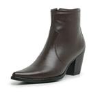Bota Feminina Bico Fino Cano Curto Preta De Couro JNA SHOES