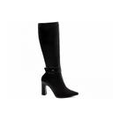Bota Feminina Bico Fino Cano Longo Salto Alto Grosso 9 cm Luxo Elegante cano Alto Caramelo Cano Alto Preta