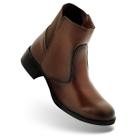 Bota Feminina Botinha Conforto Dia a Dia Bico Redondo Elástico Preto Marrom Cano Alto