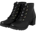 Bota feminina botinha coturno cano curto salto médio tratorada mulher preta Bota feminina botinha coturno cano curto salto médio tratorada mulher preta