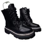 Bota Feminina Brilho em Strass com Cadarço coturno Militar