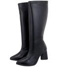 Bota Feminina Cano Alto Salto Grosso Bico Fino Preto