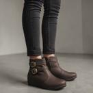 Bota Feminina Cano Baixo Napa Veluna Saltinho Anabela Modare 7085106 Cor:ChocolateTamanho:37Gênero:Feminino