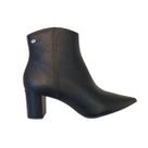 Bota Feminina Cano Curto Bico Fino Couro Salto Grosso Confort