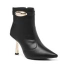 Bota Feminina Cano Curto Bico Fino Salto Metalizado Lesma