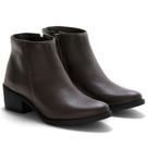Bota Feminina Cano Curto Casual Zíper Lisa Moderna Clássica