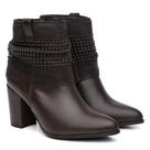 Bota Feminina Cano Curto Couro Salto Médio Malha Metal Bota Feminina Cano Curto Couro Salto Médio Malha Metal