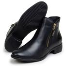 Bota Feminina Cano Curto Couro Zíper Lateral Reforçado Bota Coturno Casual Dia a Dia