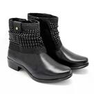 Bota Feminina Cano Curto De Couro Legitimo Manta Com Brilhos