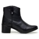 Bota Feminina Cano Curto Five Days em Couro Preto