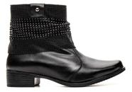 Bota Feminina Cano Curto Manta em Couro Preto
