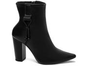 Bota Feminina Cano Curto Salto Alto Grosso Bico Fino 9 cm