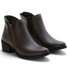 Bota Feminina Cano Curto Salto Baixo Zíper Casual Moderna