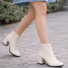 Bota Feminina Cano Curto Salto Bloco 7cm Tendência Confortável Elegante Moderna Moda Inverno Casual