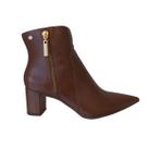 Bota Feminina Cano Curto Salto Bloco Couro 365 Soft Marrom