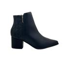 Bota Feminina Cano Curto Salto Bloco Grosso Bico Fino Via Uno 828014