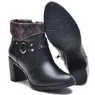 Bota Feminina Cano Curto Salto Grosso 2050/05 Preto/Étnico
