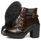 Bota Feminina Cano Curto Tratorada Zíper Confort