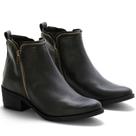 Bota Feminina Cano Curto Zíper Salto Baixo Casual Moderna