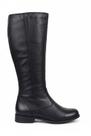 Bota feminina cano longo em couro salto baixo 0291 -