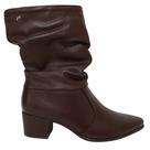 Bota Feminina Cano Longo Pegada Couro Legítimo Confortável Tamanho:35Cor:Pinhao