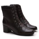 Bota Feminina Cano MÉdio Coturno Em Couro Natural CafÉ