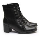 Bota Feminina Cano MÉdio Dara Em Couro Natural - Estilo Coturno - Preto