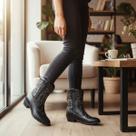Bota Feminina Cano Médio Estilo Country Casual Confortável Moleca 5353201