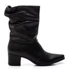 Bota Feminina Cano Médio Franzido Couro Pegada - Preto