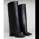 Bota Feminina Capa 2 em 1 Elegante Moderna Preta